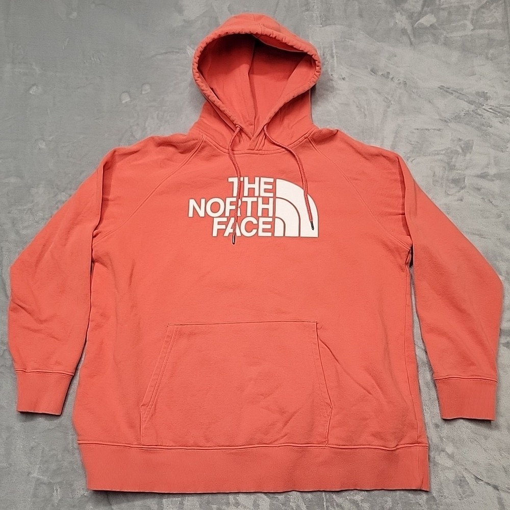 The North Face Hoodie Womens XXL Coral Half Dome Pullover Fleece Outdoor Hiking